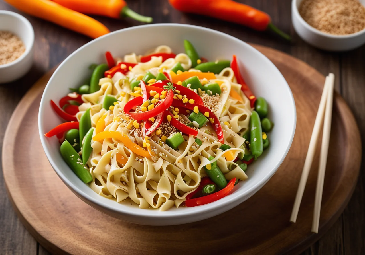 Egg Noodle Salad with Colorful Vegetables