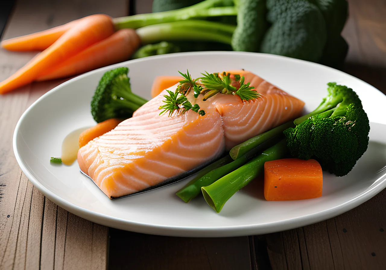 Steamed Salmon Fillet with Vegetables