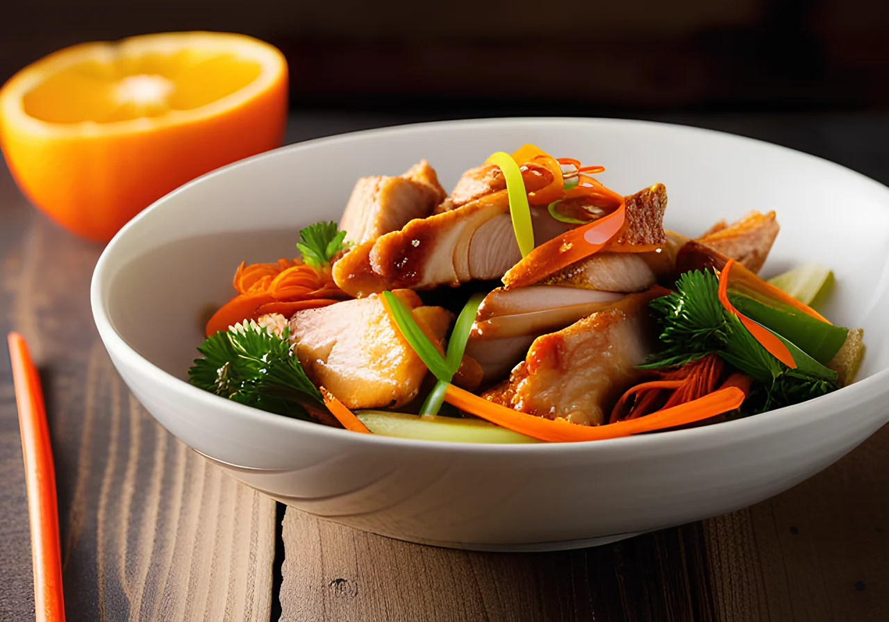 Asian Chicken Stir-Fry with Carrots, Leek, and Celery