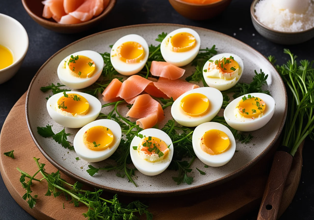 Boiled Eggs with Various Toppings