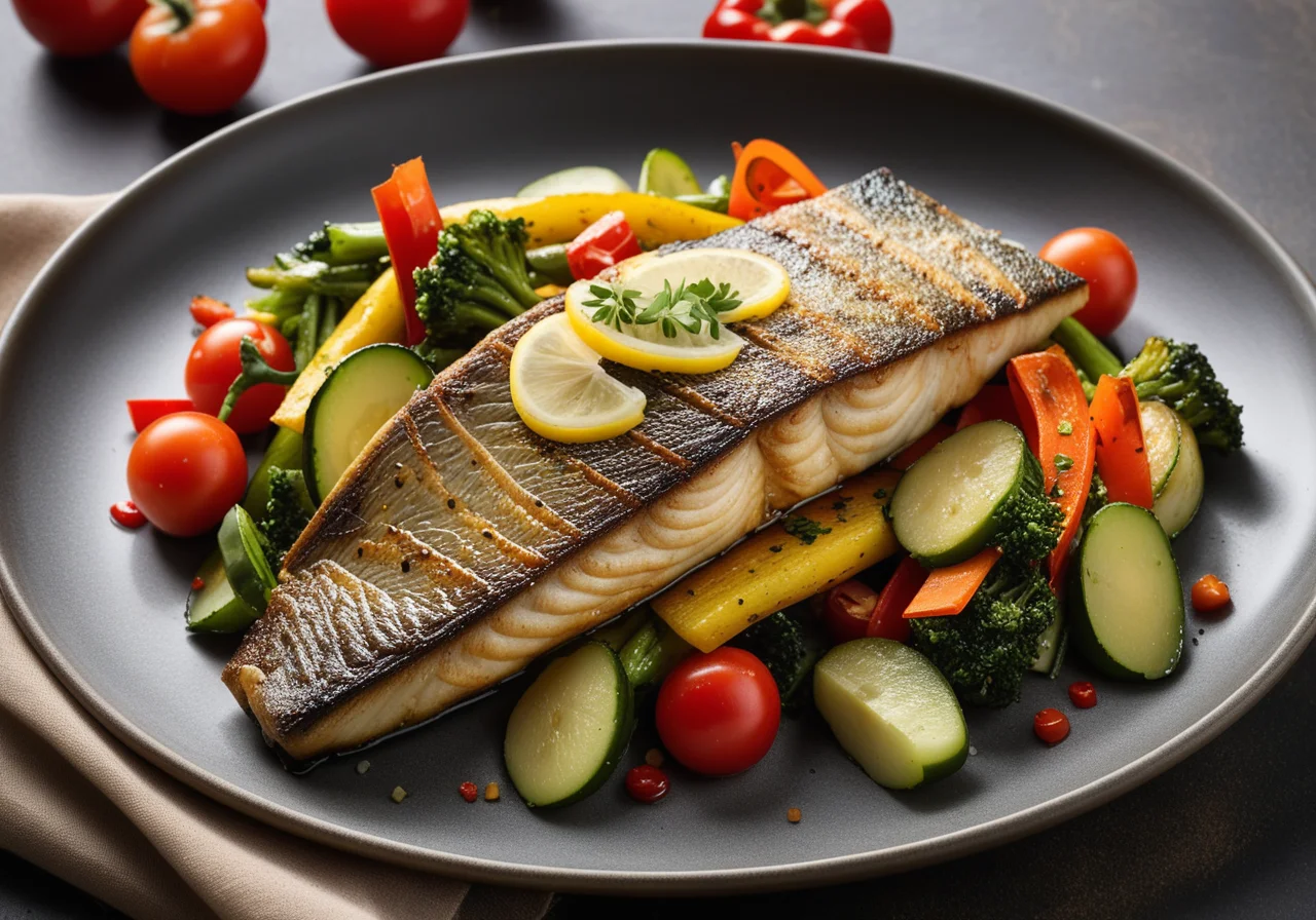Pan‑fried Sea Bass with Vegetables