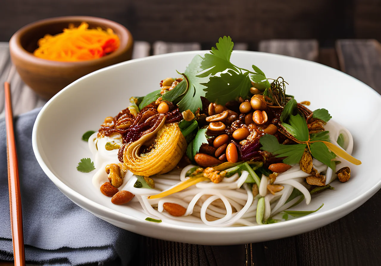 Thai Rice Noodle Stir‑Fry with Tofu and Chili Sauce