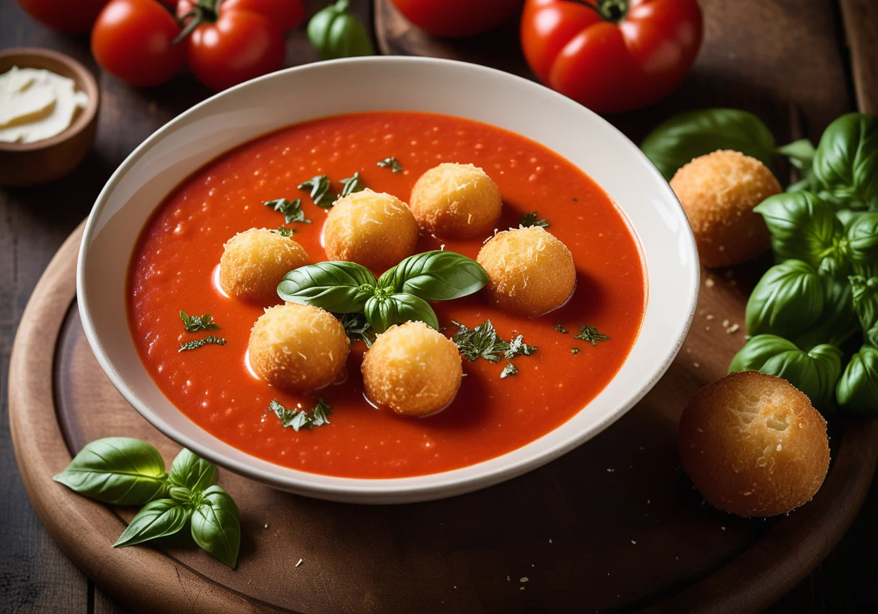 Tomato Soup with Cheese Balls
