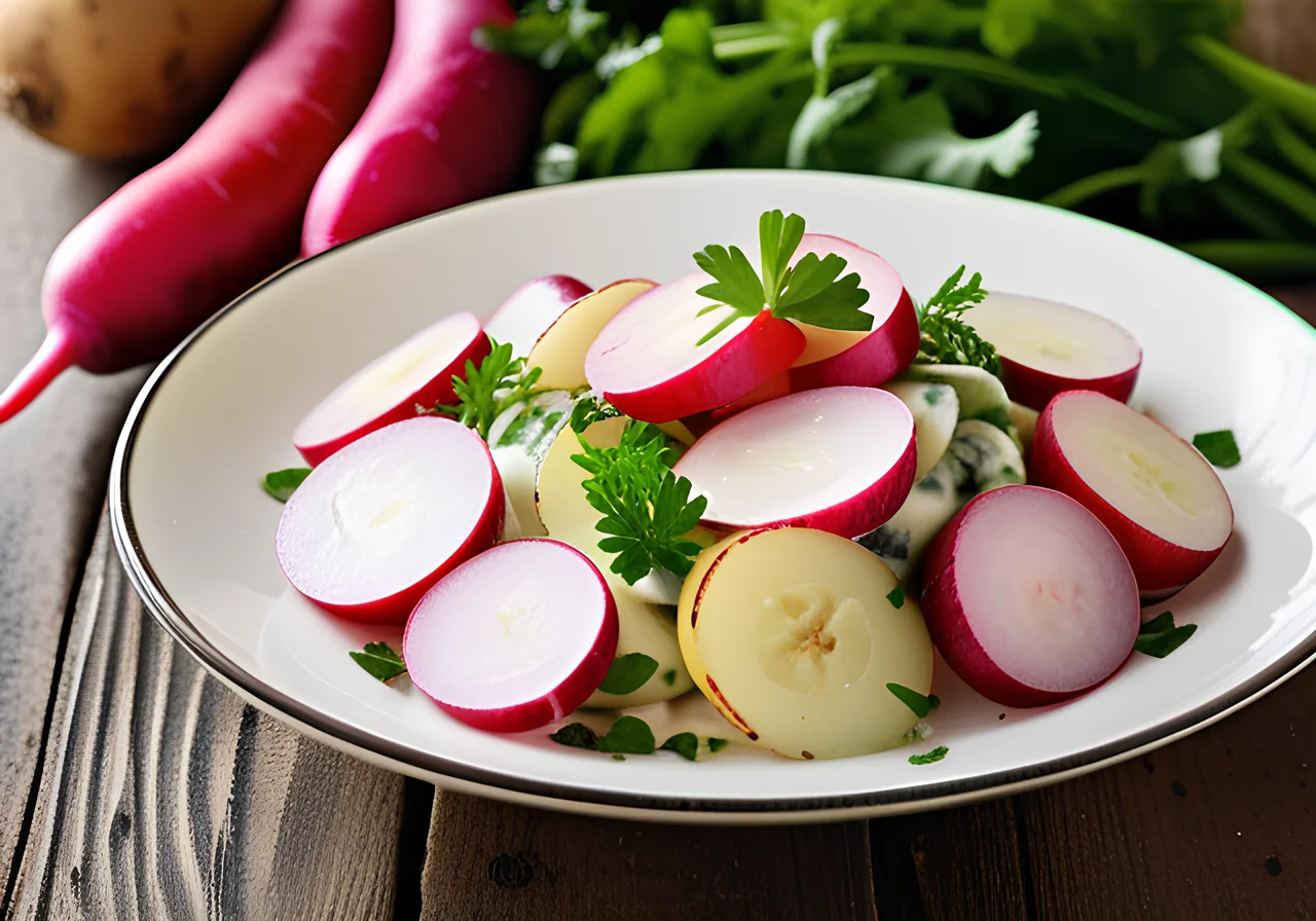 Potato Radish Salad with Cucumber and Watercress