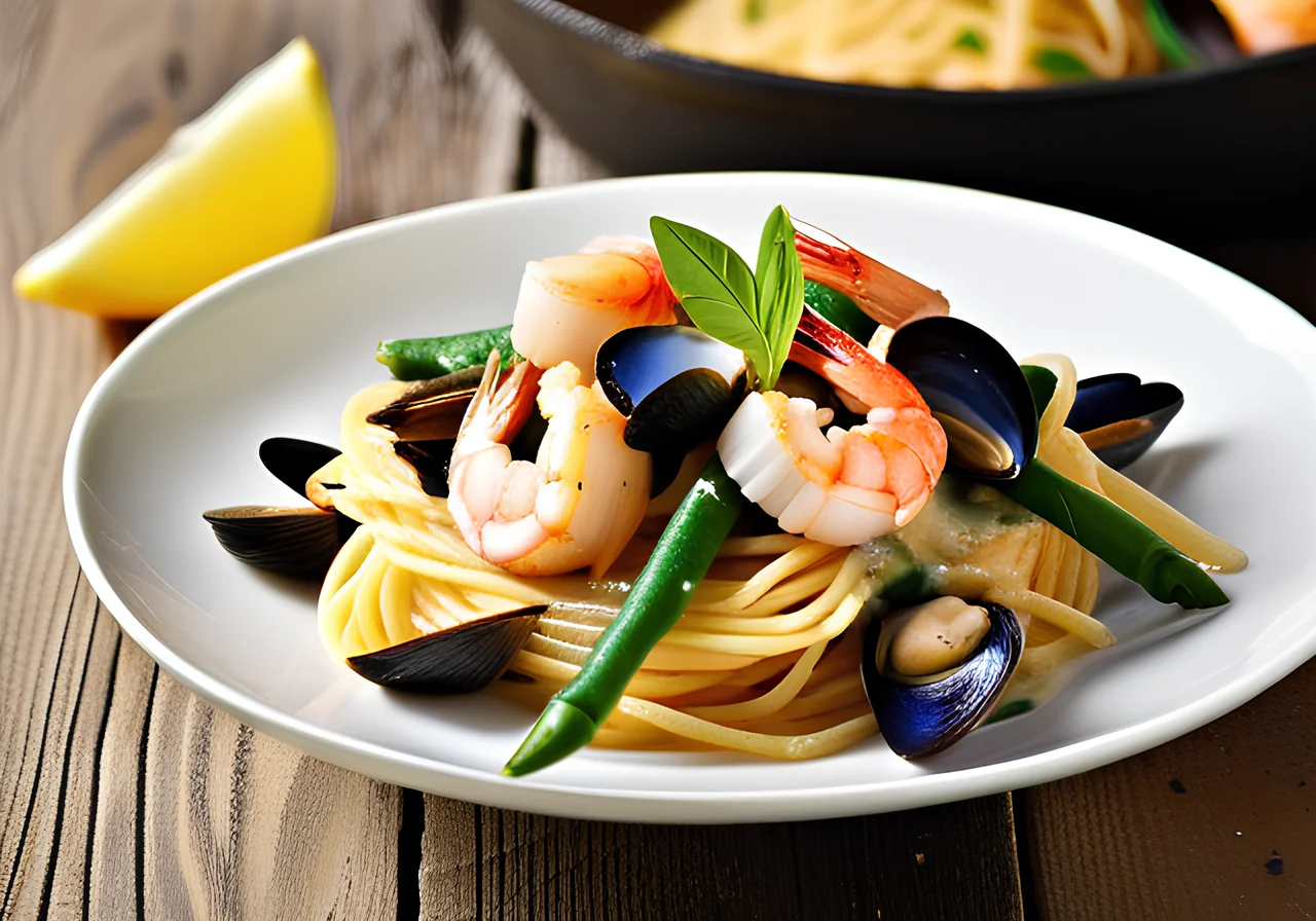 Pasta with Seafood and Parmesan