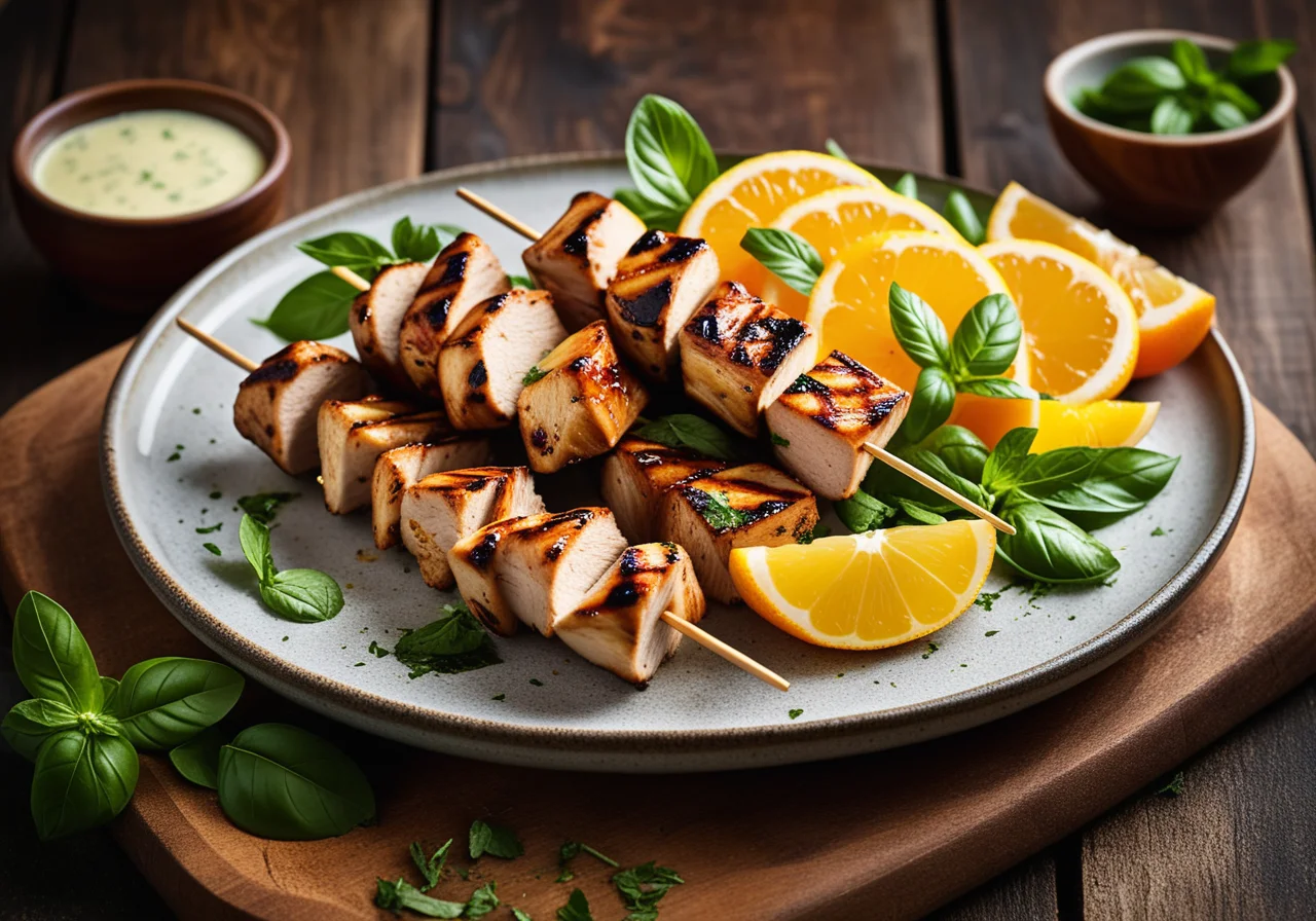 Chicken Fillet Skewers with Basil and Mint