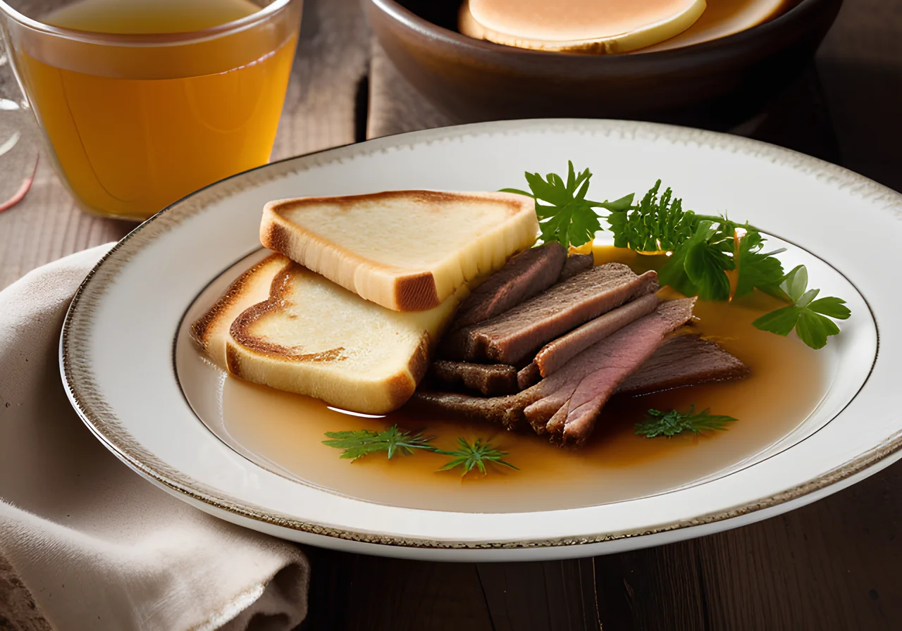 Meat Broth with Pancake Strips