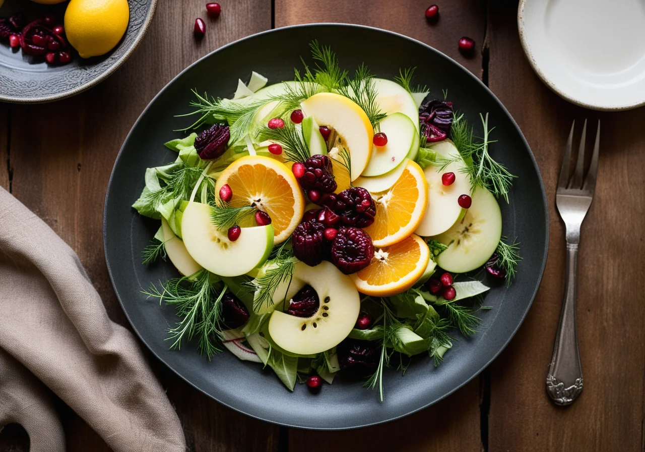 Apple-Fennel Salad with Cheese and Pomegranate Seeds