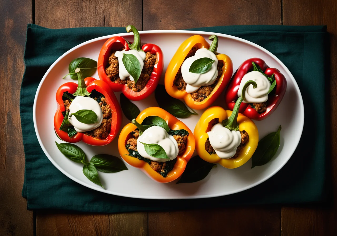 Stuffed Bell Peppers with Bulgur and Halloumi