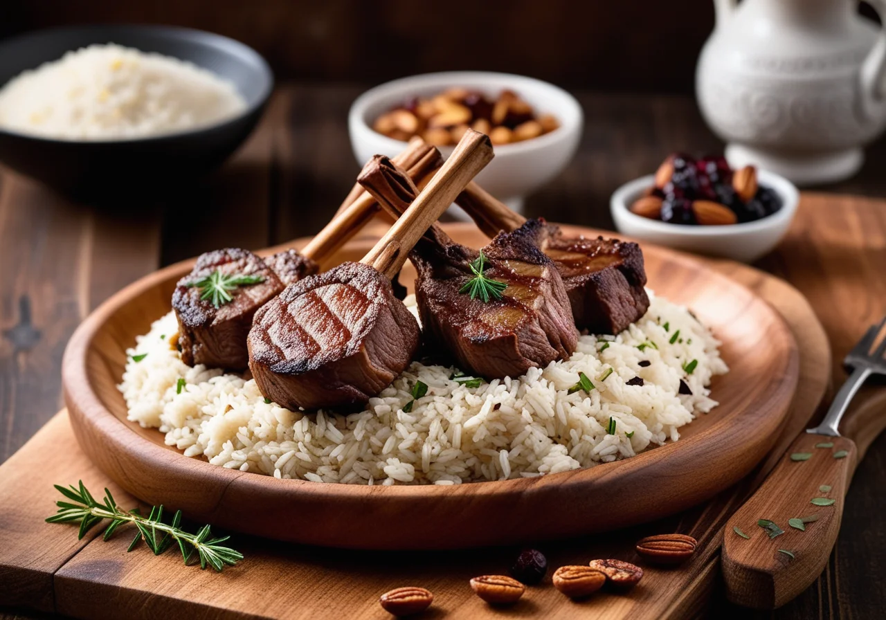 Lamb Chops with Savory Raisin Rice