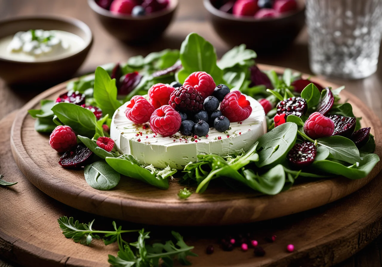 Goat Cheese with Pepper Vinaigrette on Mixed Greens