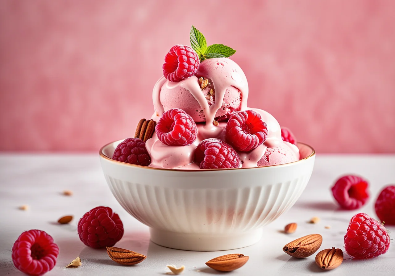 Raspberry Ice Cream with Vanilla