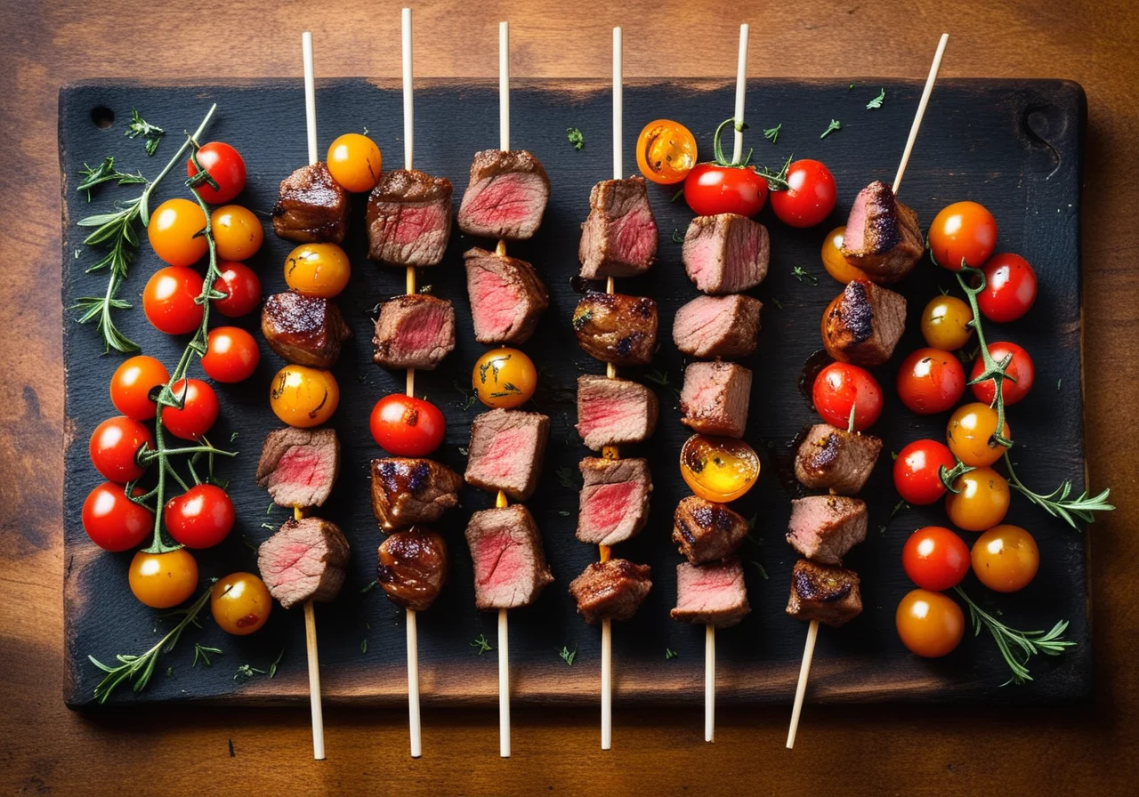 Grilled Skewers with Lamb and Cherry Tomatoes