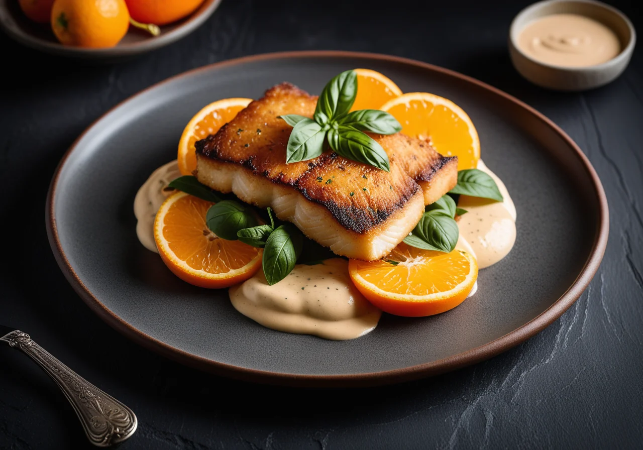 Pan‑fried European Perch with Basil Cream