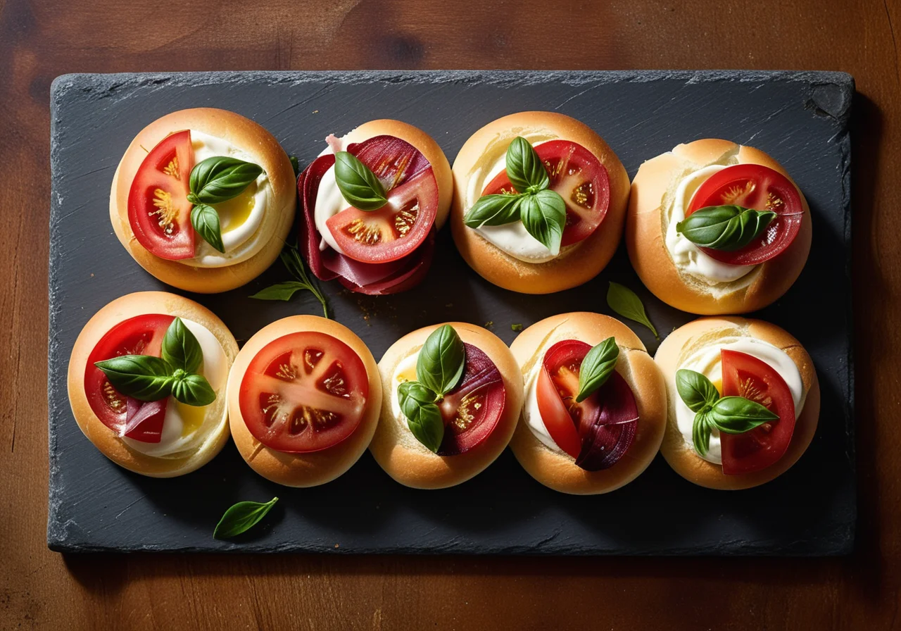 Bread Rolls with Cheese and Parma Ham