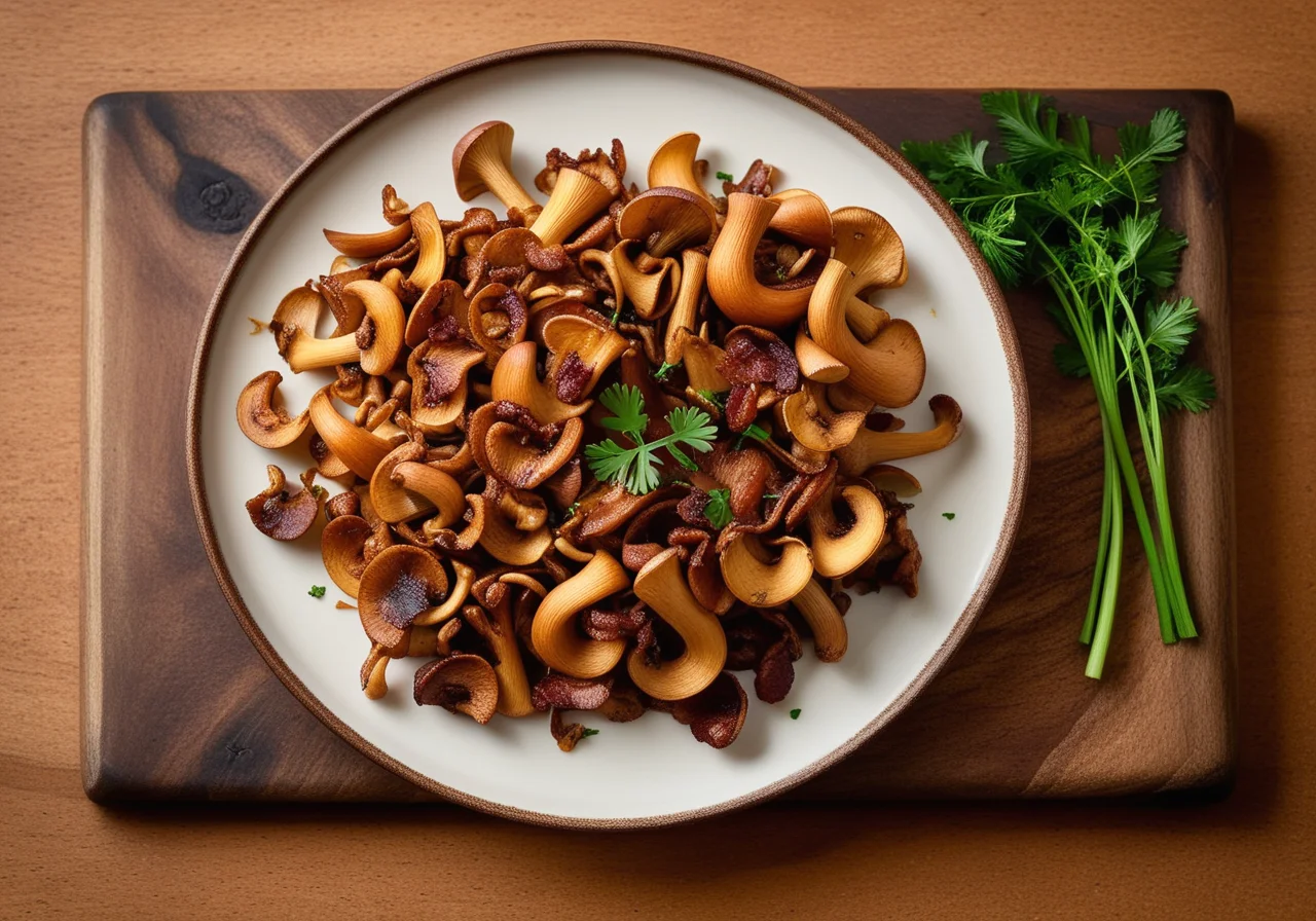 Chanterelle Mushrooms with Bacon and Onions