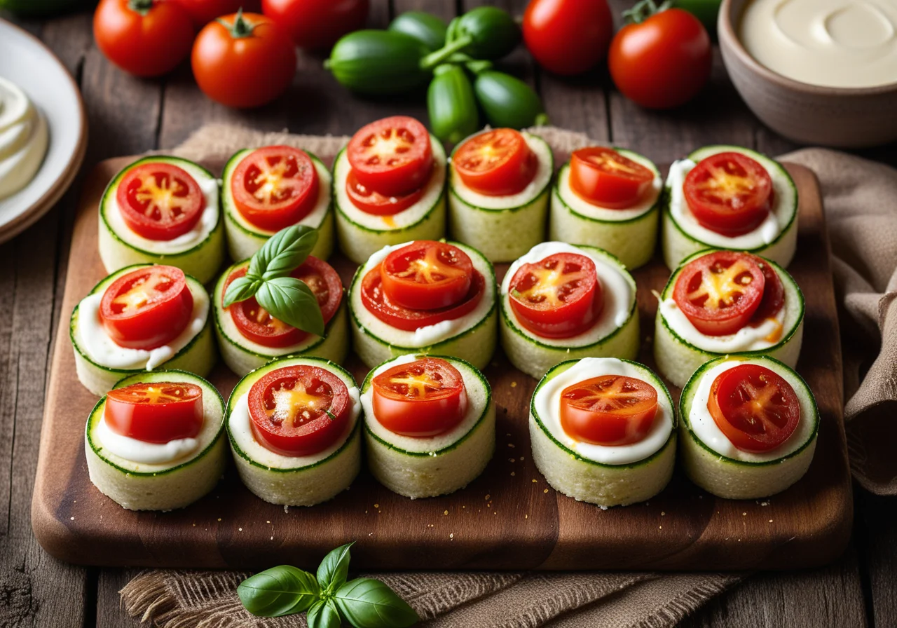 Zucchini Strips with Mozzarella and Tomato