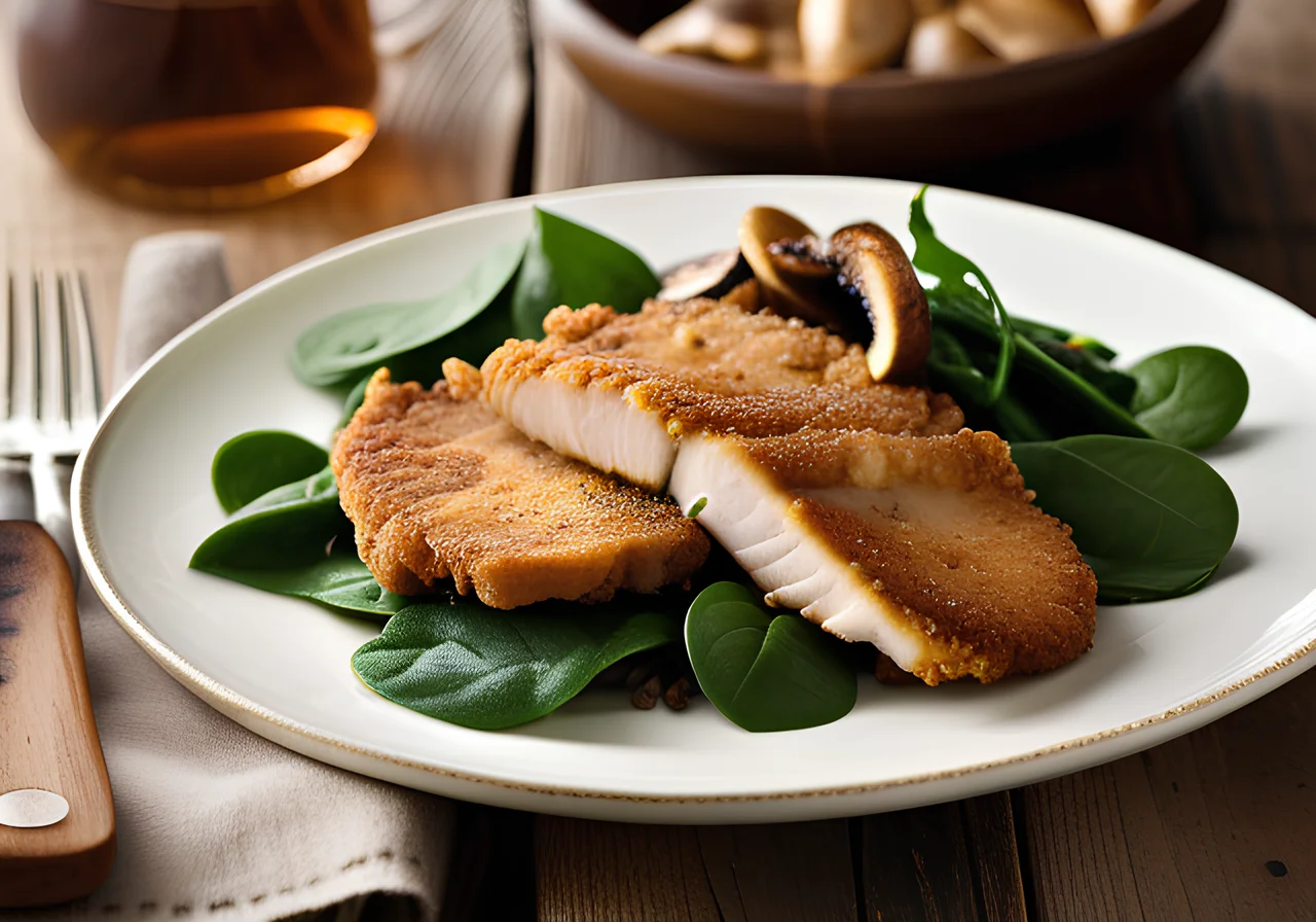 Turkey Schnitzel with Spinach