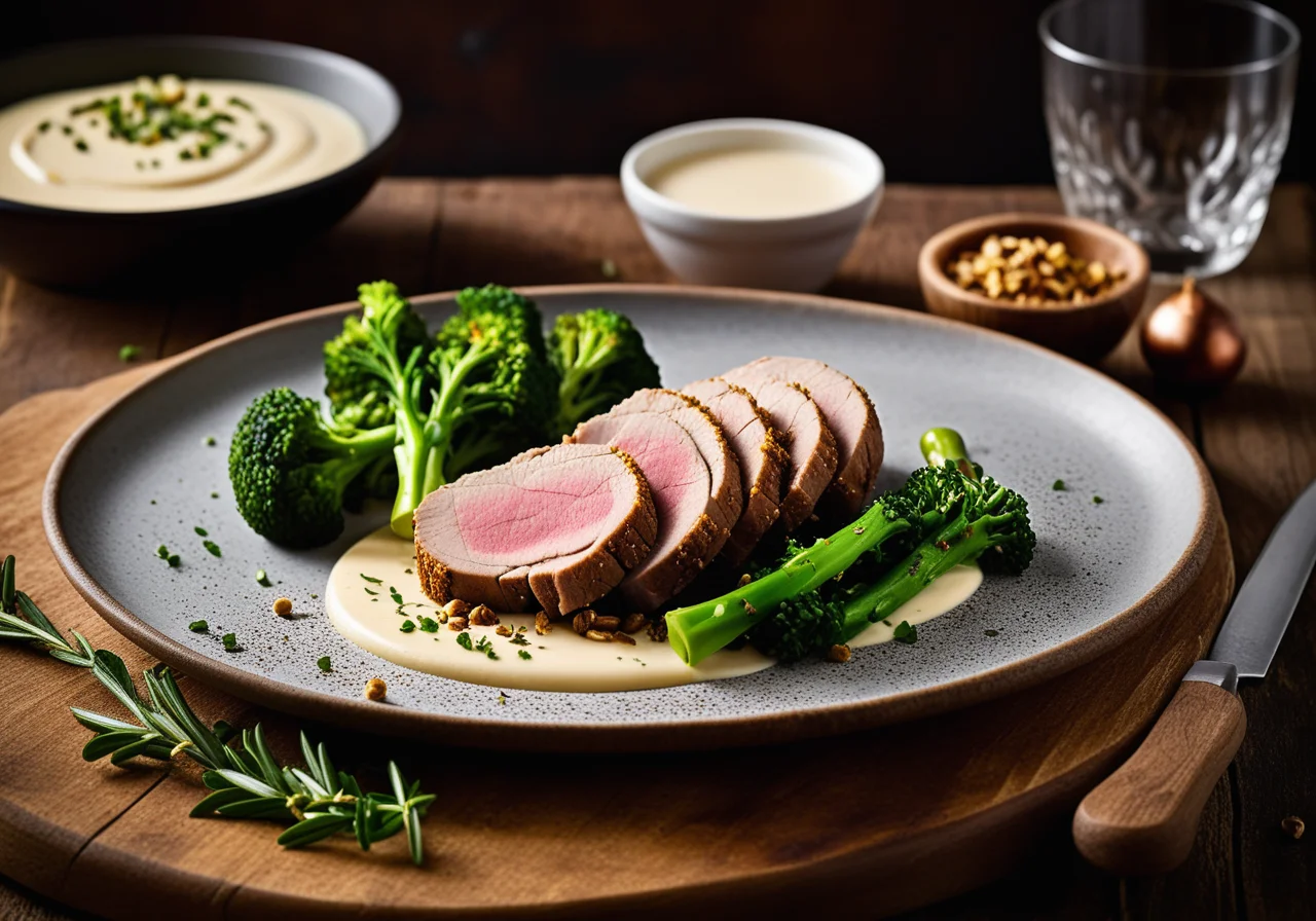 Pork Fillet with Nut Crust and Broccoli