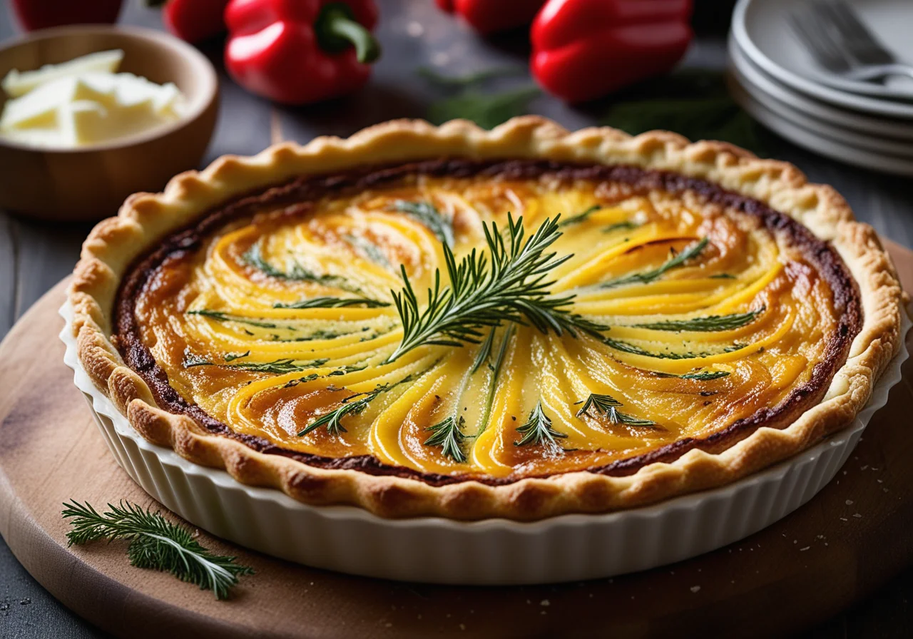 Leek-Paprika Quiche with Almonds