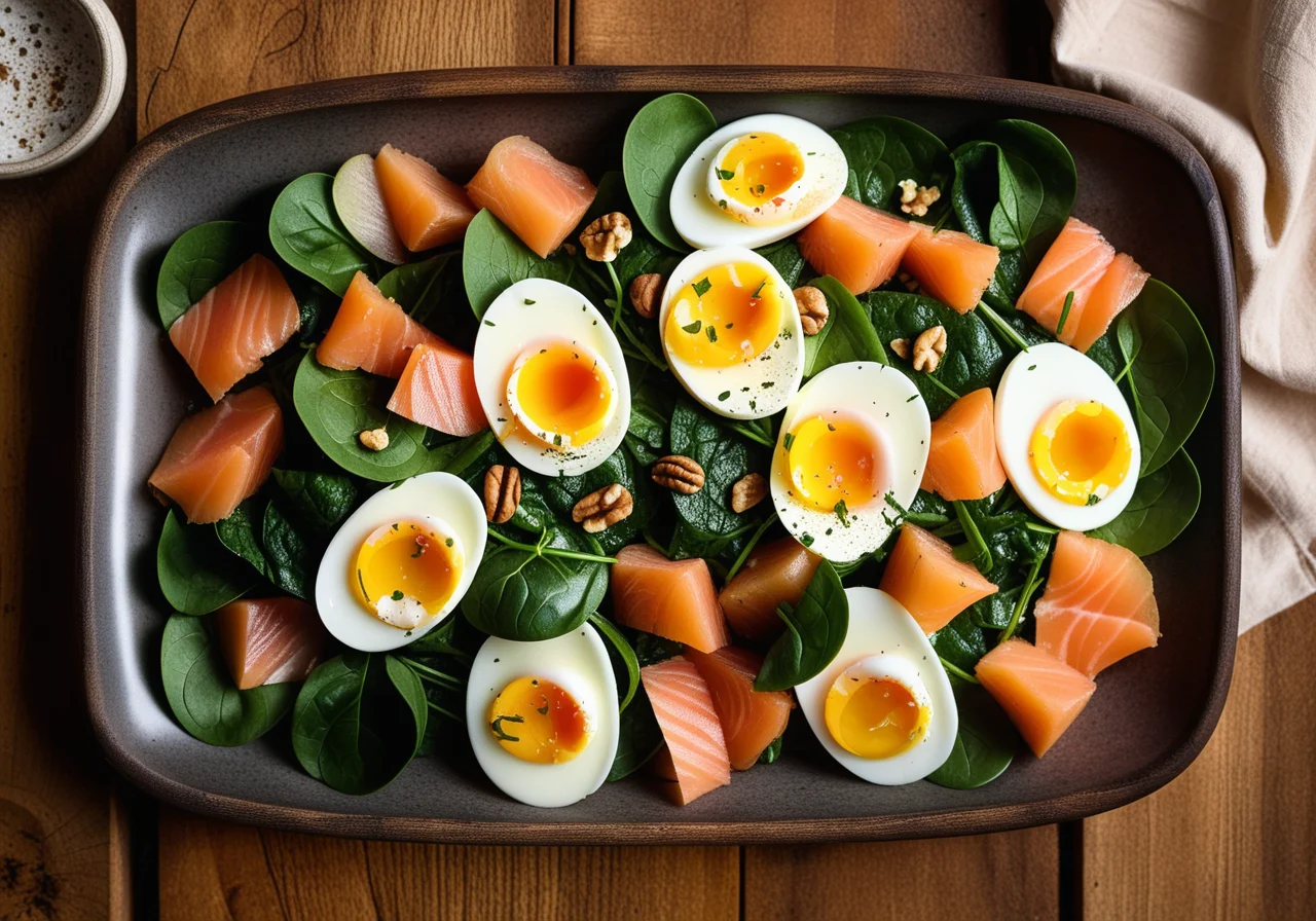 Potato salad with salmon and egg