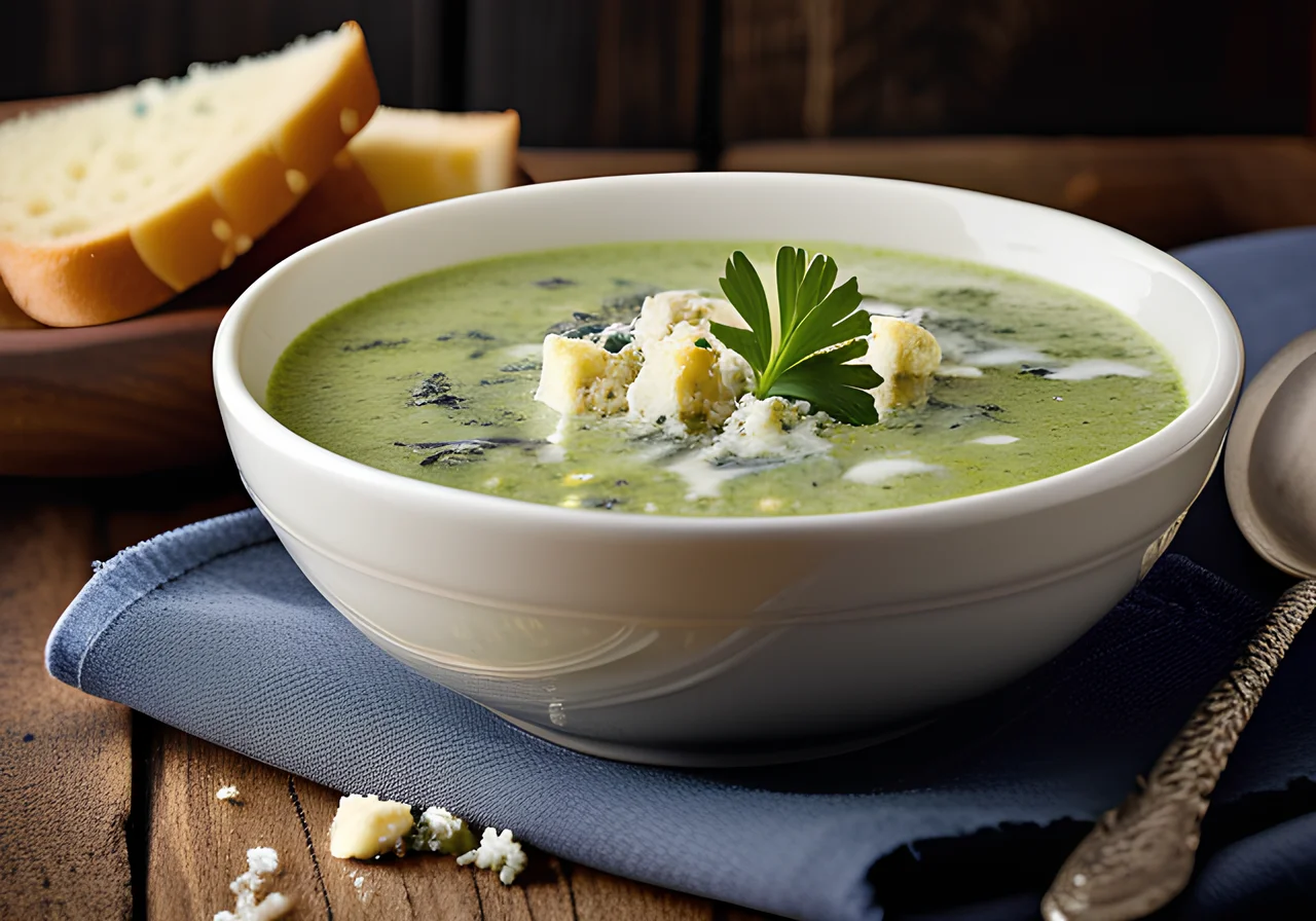 Creamy Broccoli Spinach Soup with Cheese