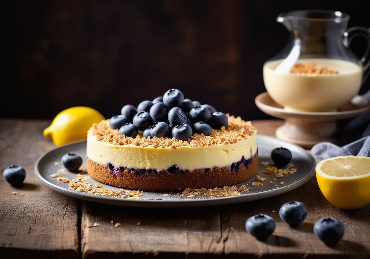Blueberry Quark Cake with Crumb Topping