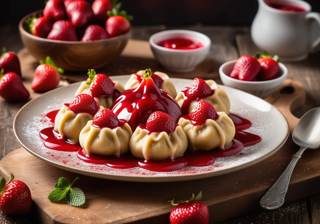 Topfenknödel mit Erdbeerfüllung