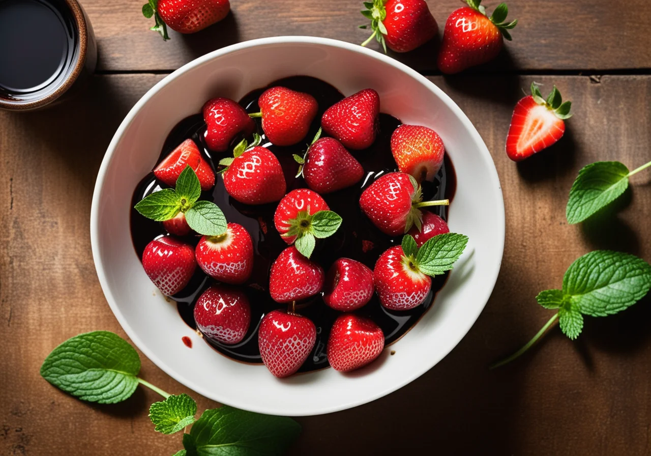 Spicy Strawberry Salad with Balsamic Vinegar and Mint