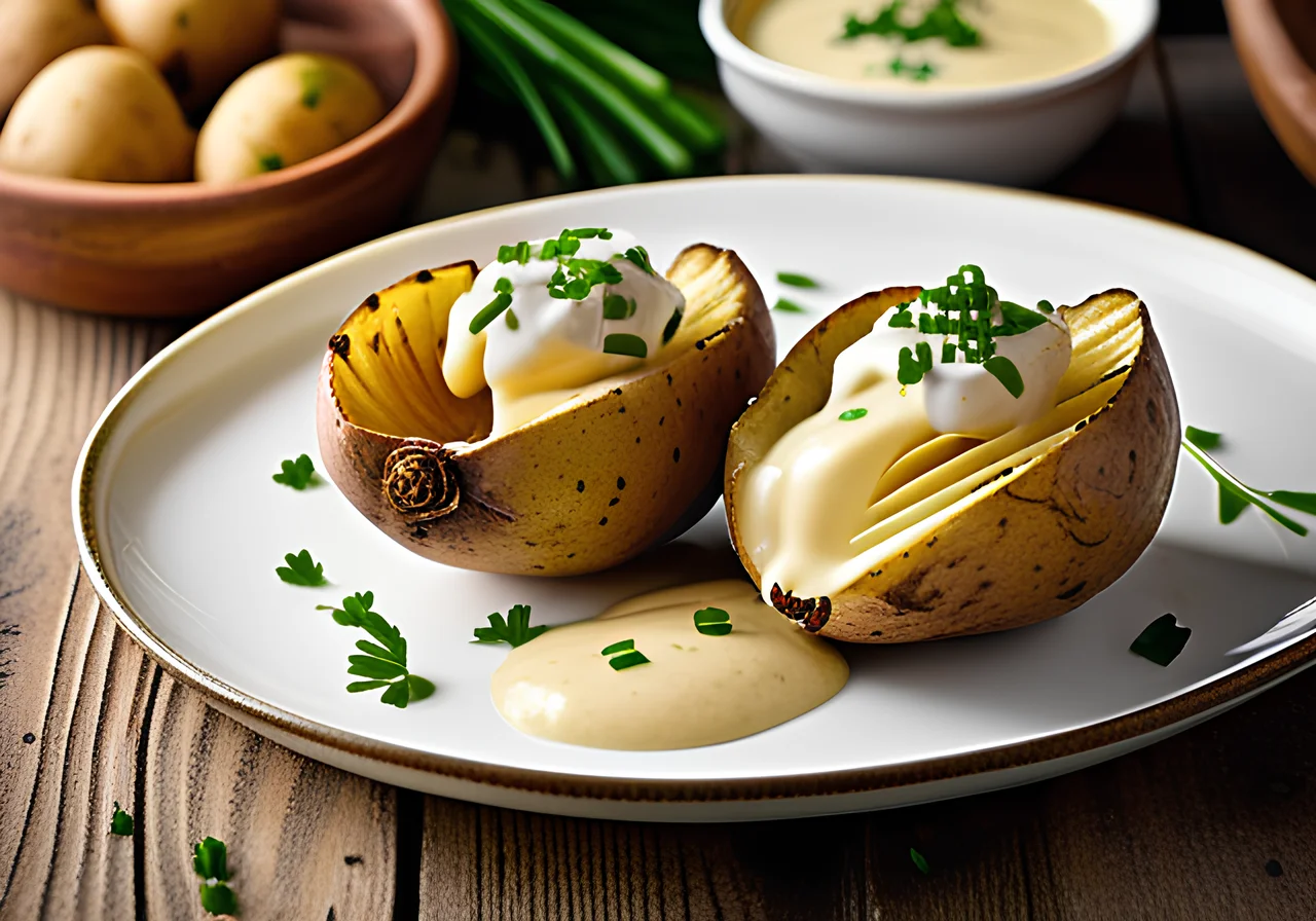 Oven‑Baked Potatoes with Garlic Sauce