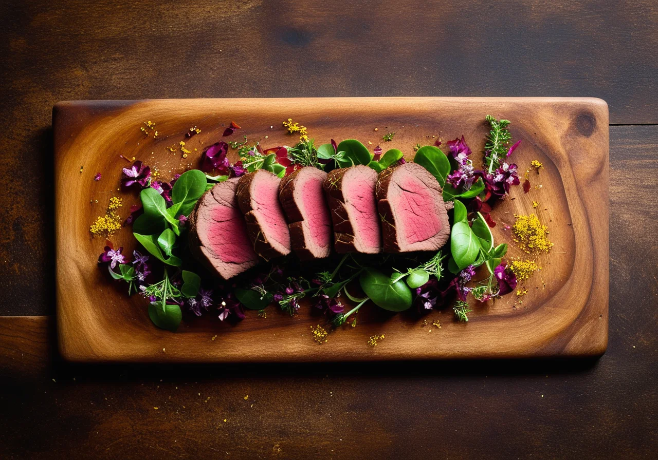 Beef Tenderloin with Mustard-Thyme Crust and Fresh Herb Salad