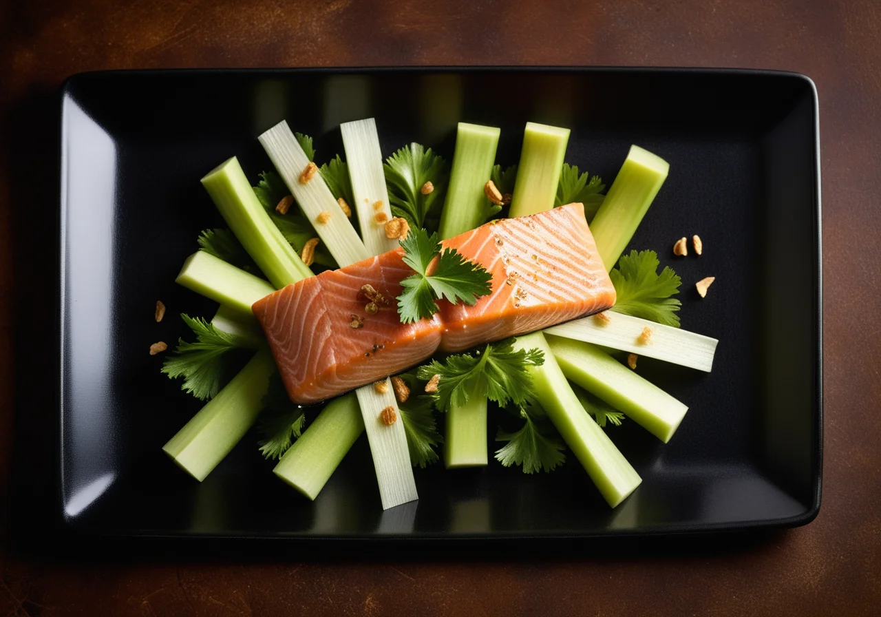 Salmon Trout with Celery Vegetables