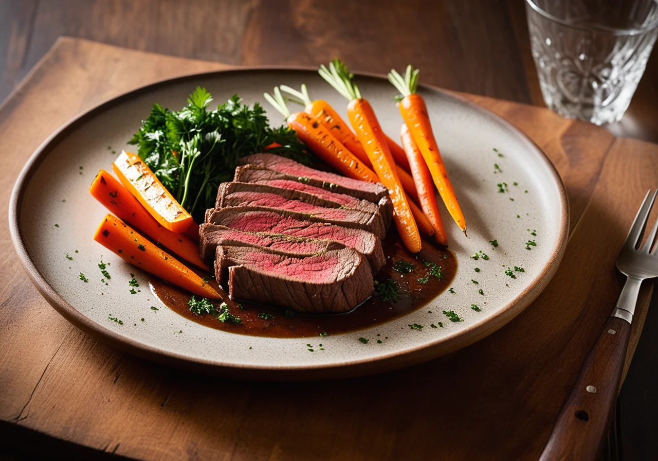 Beef steak with carrot vegetables