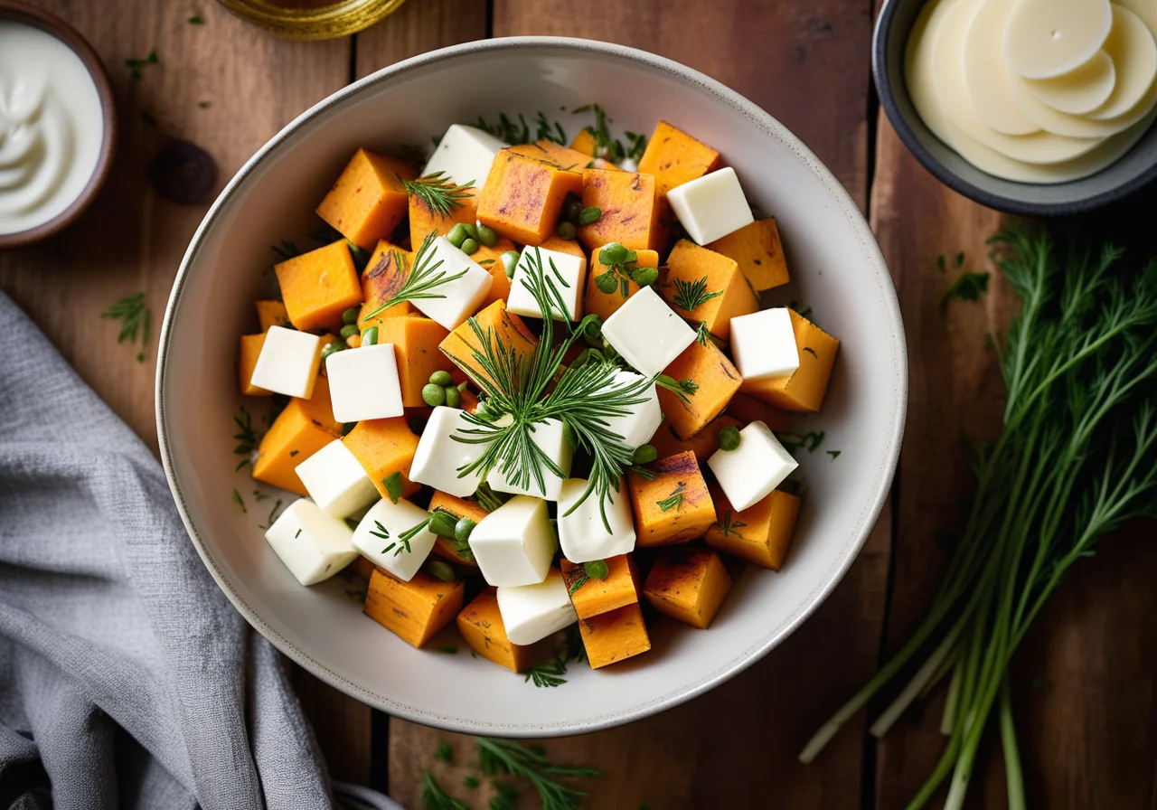 Sweet Potato Salad with Mozzarella and Dill