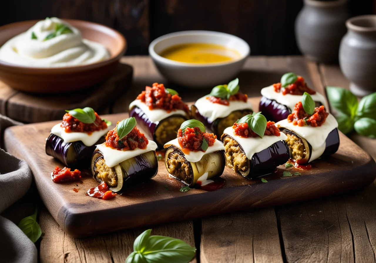 Eggplant Rolls Filled with Cheese