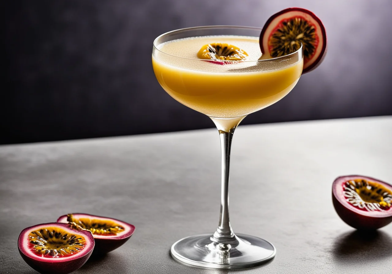 Summer Martini with Passionfruit and Champagne