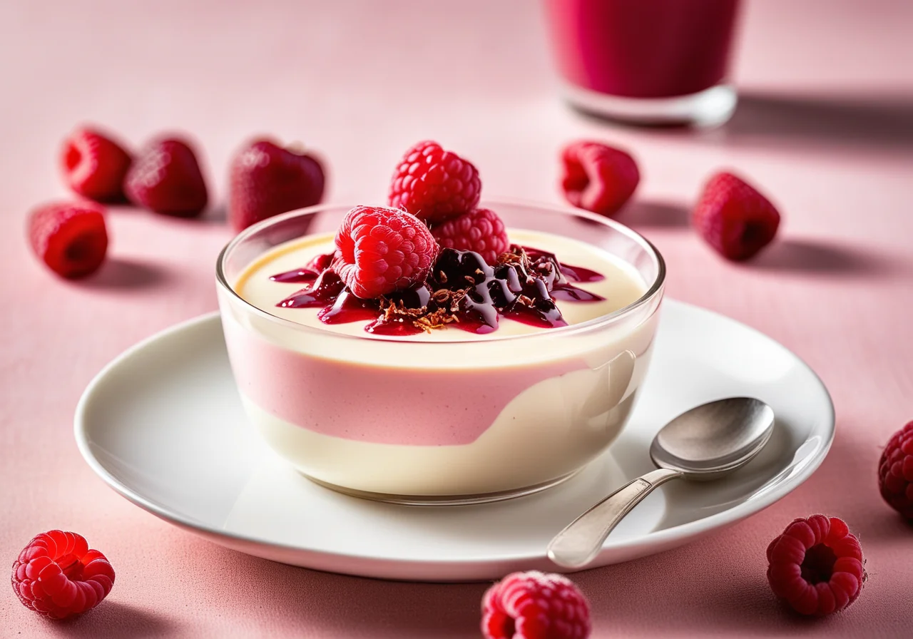 Raspberry Panna Cotta with Coconut Chips