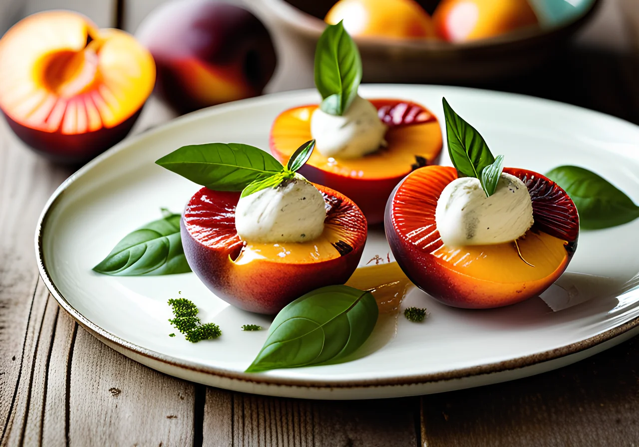 Nectarines with Basil Mascarpone Cream