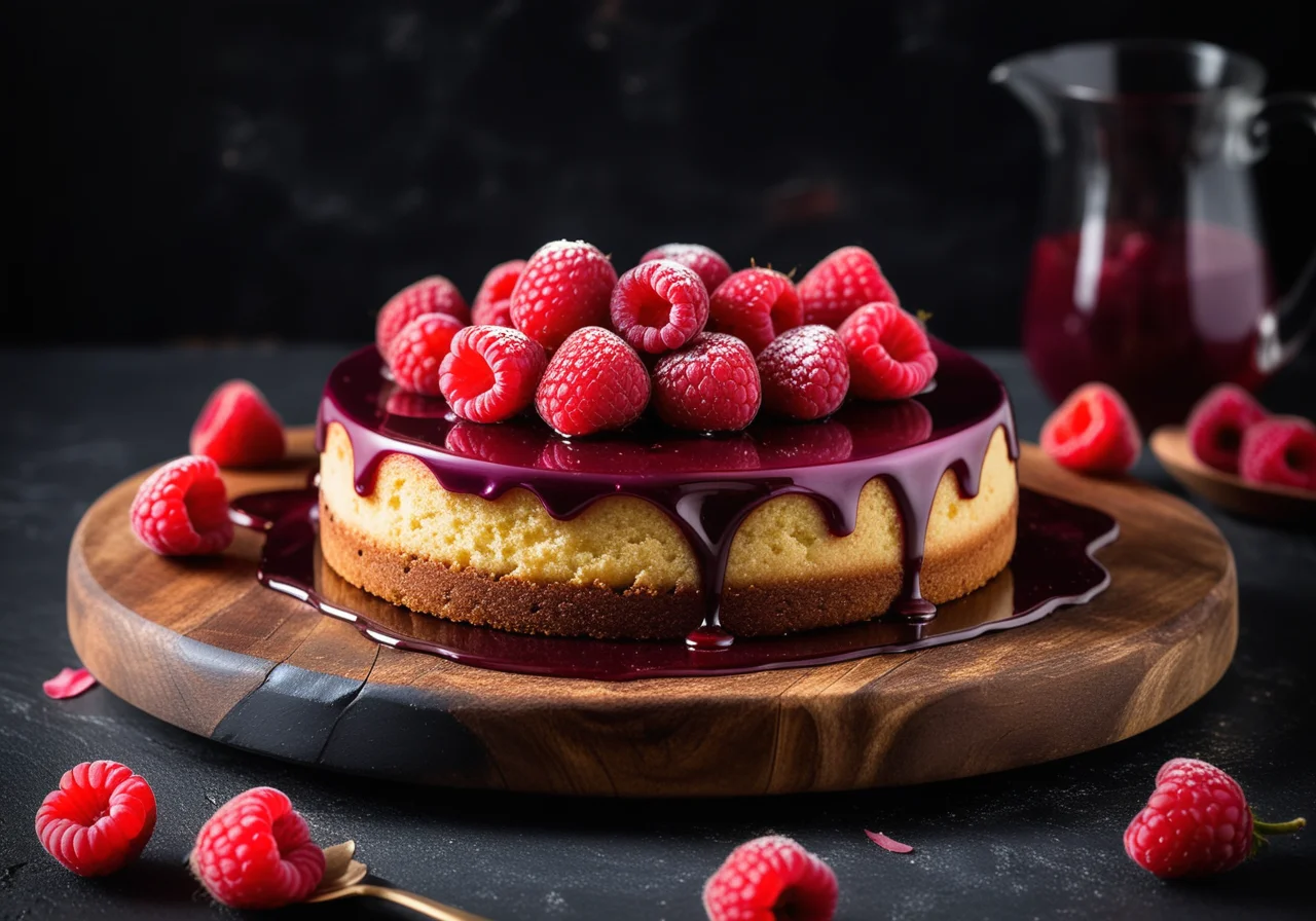 Rising Cake with Raspberry Glaze