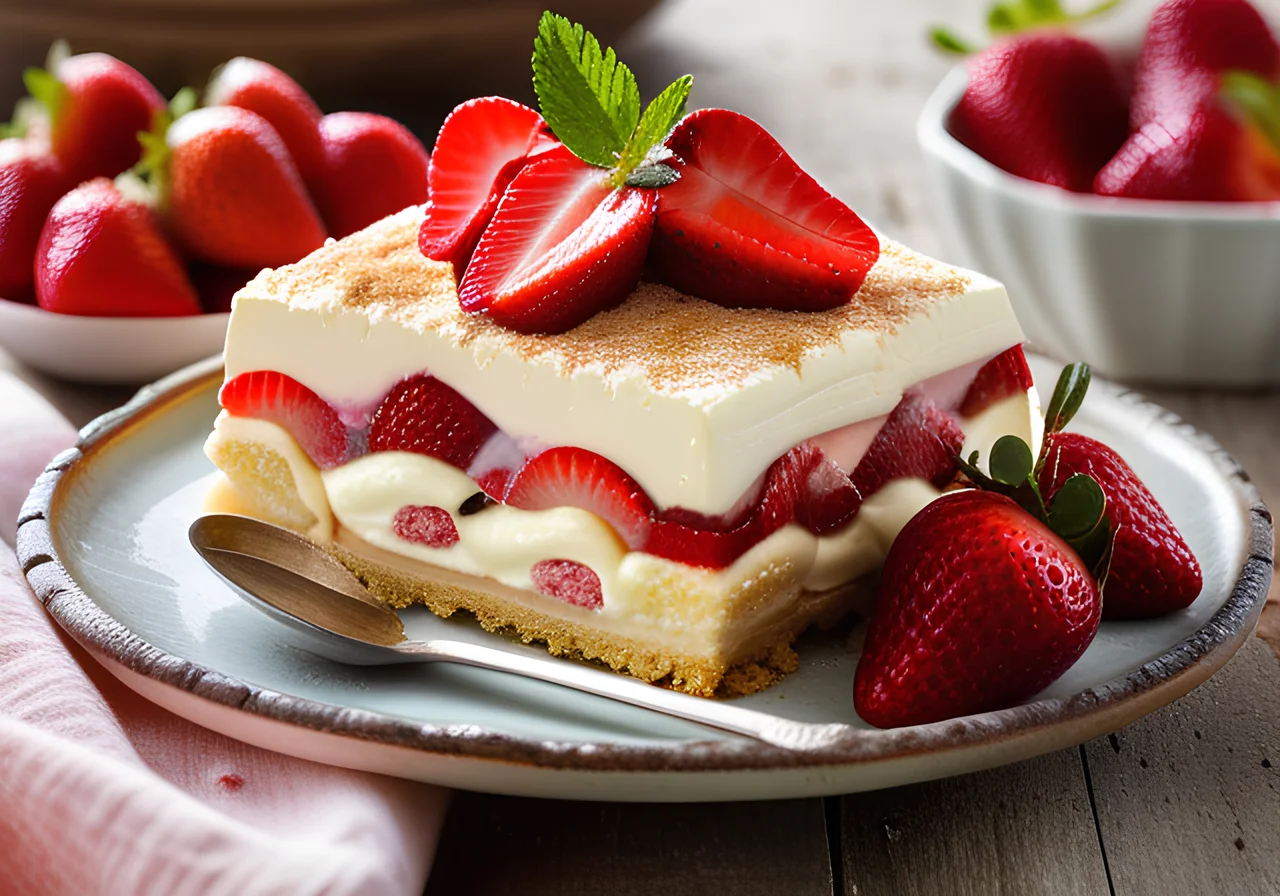 Strawberry Tiramisu Without Alcohol