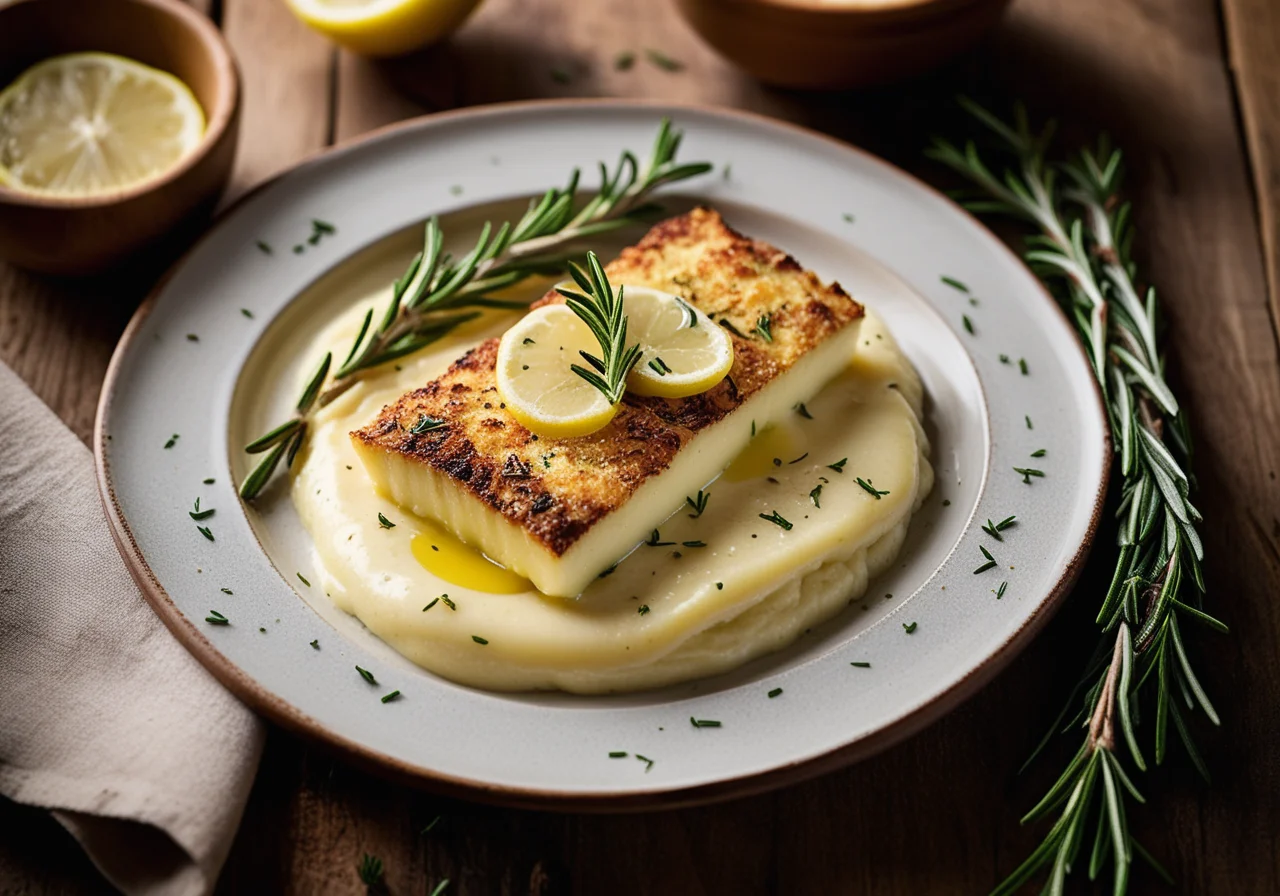 Baked Zander Fillets with Rosemary and Potato Gratin