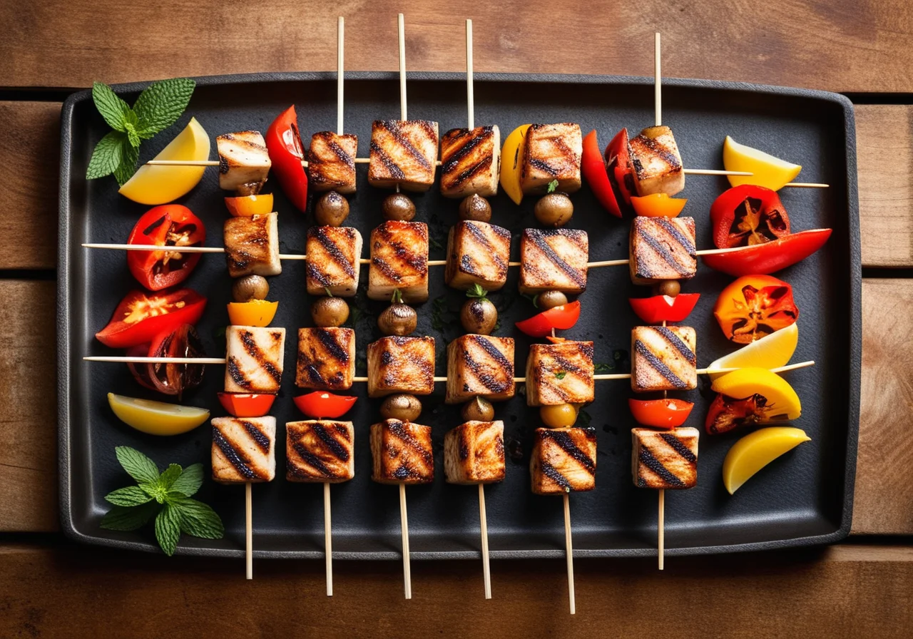 Paprika Fish Skewers with Lemon Mint Marinade