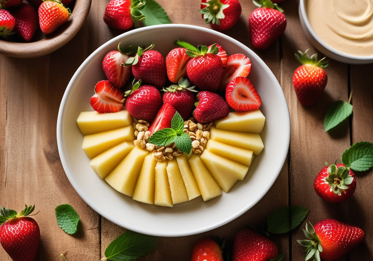 Pineapple Strawberry Plate with Nut Dip