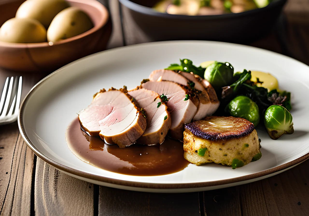 Fresh Pork Loin with Porcini Mushroom Sauce