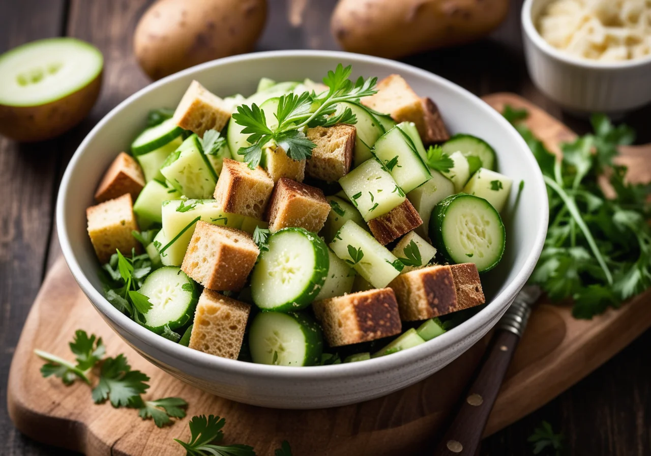 Bread Salad with Smoked Potatoes