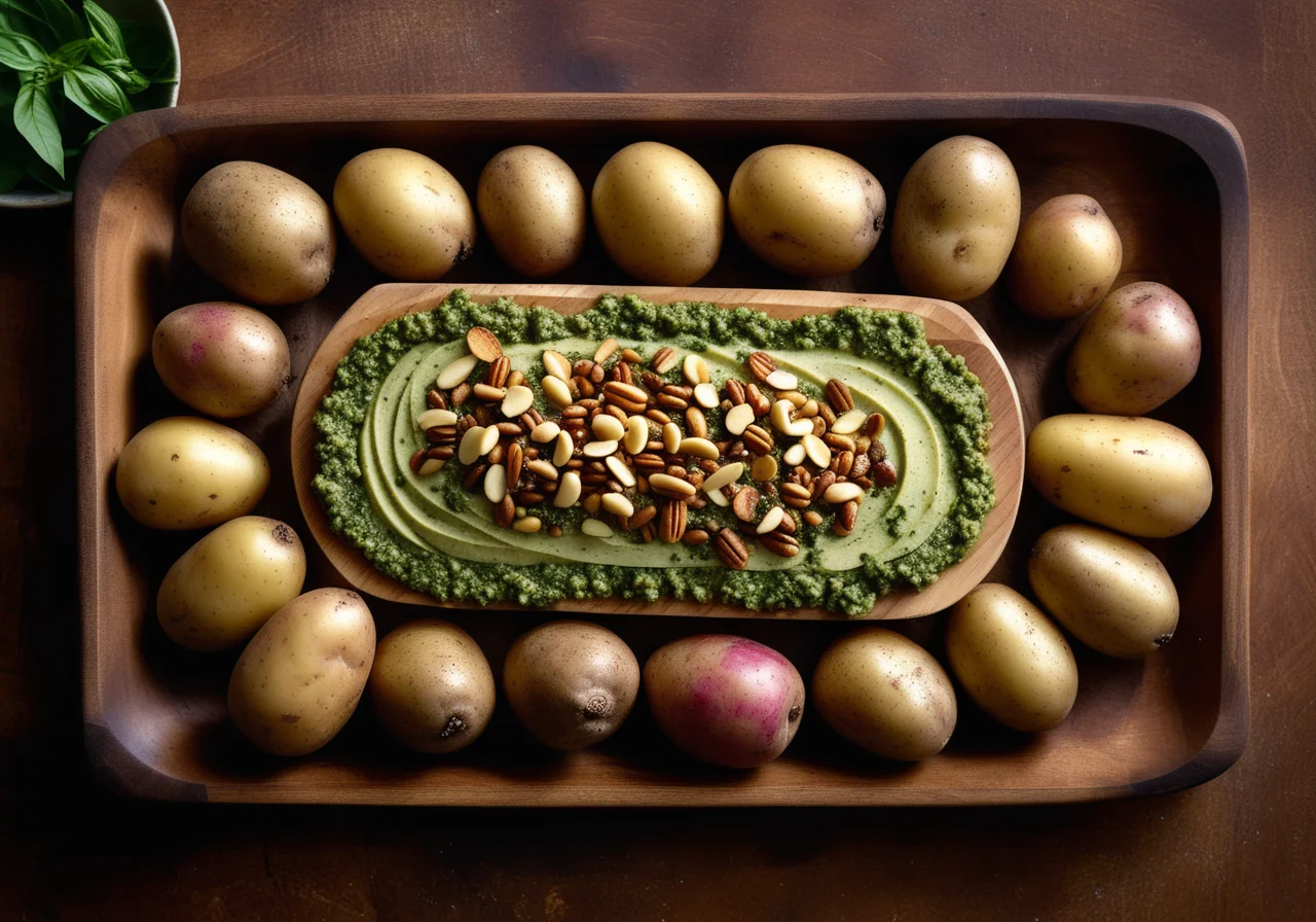 Fanned Potatoes with Pesto