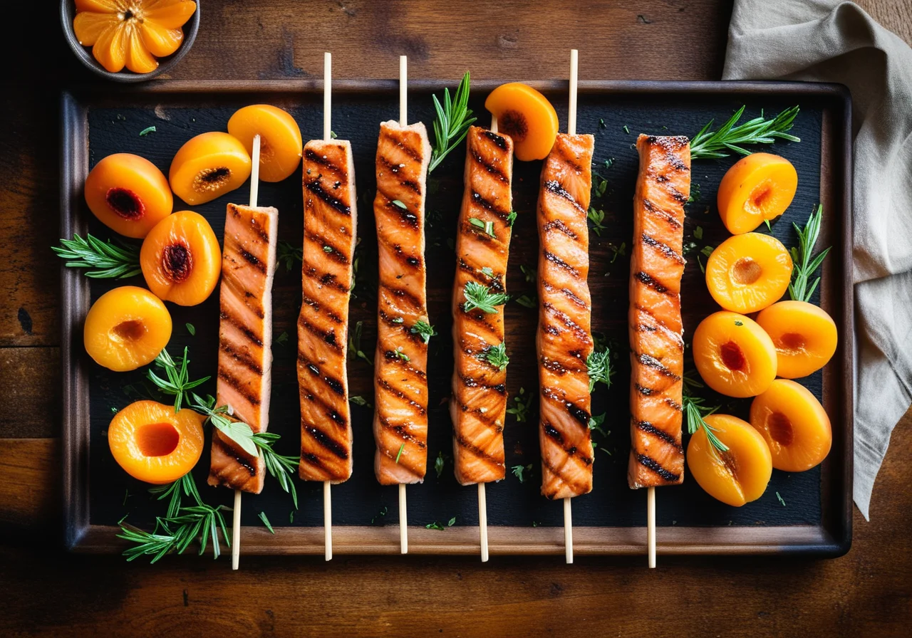 Grilled Salmon and Apricot Skewers