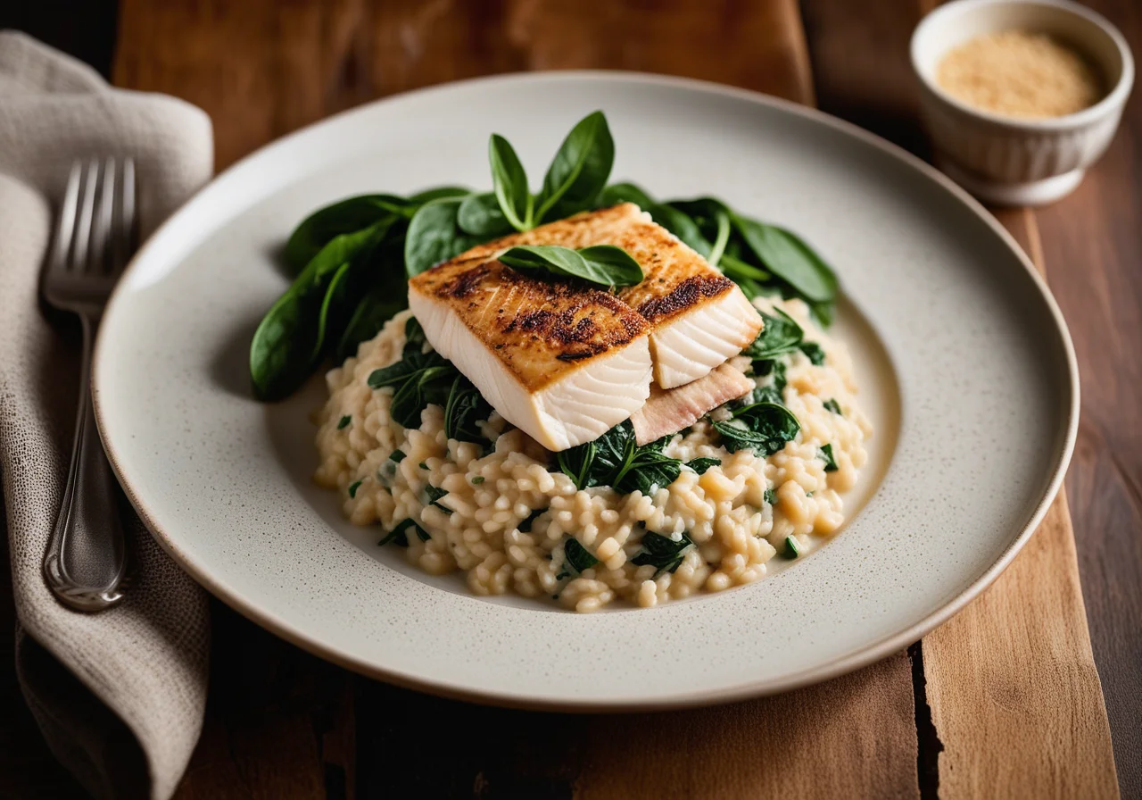 Barley risotto with fish fillet