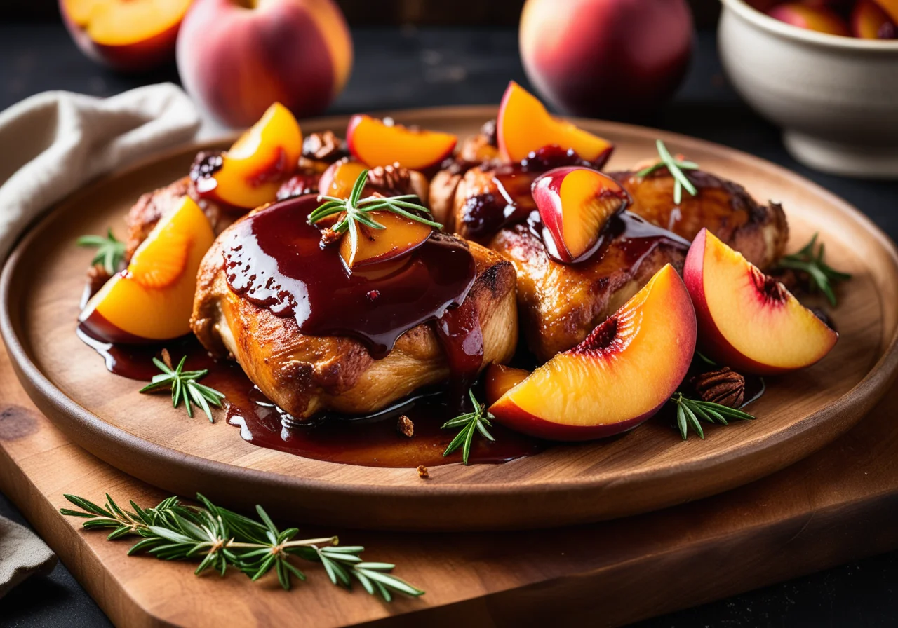 Oven-Baked Chicken Thighs with Peaches and Garlic