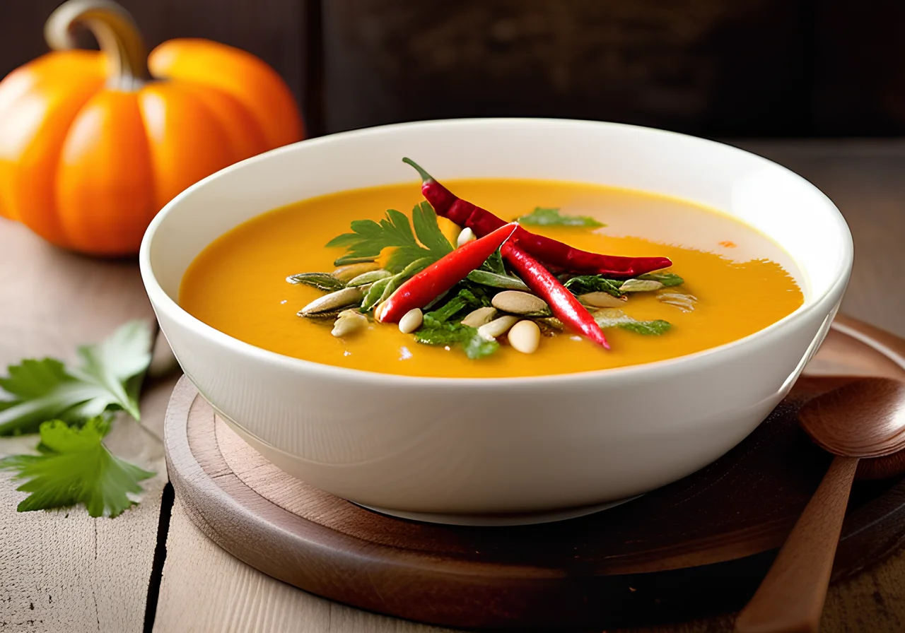 Fruitful Pumpkin Cream Soup with Chili
